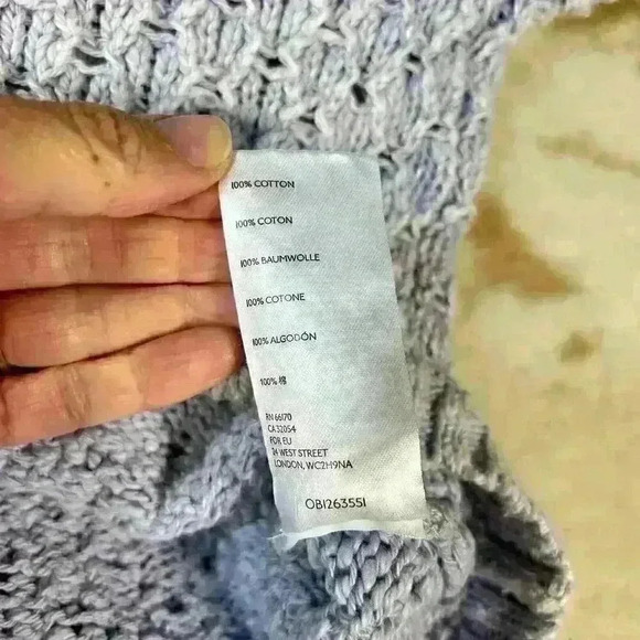 PILCRO High Low Cropped Crochet Waffle Knit Long Sleeve Sweater Women Small - Picture 8 of 12